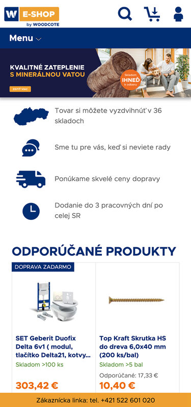 Náhled Woodcote eshop na mobilu