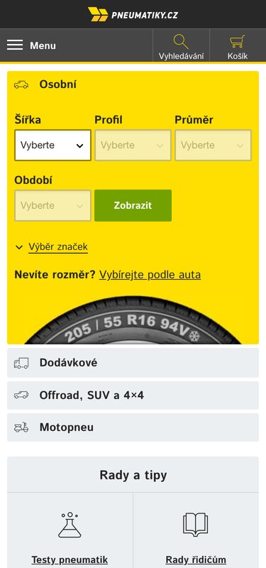 Náhled Pneumatiky.cz na mobilu