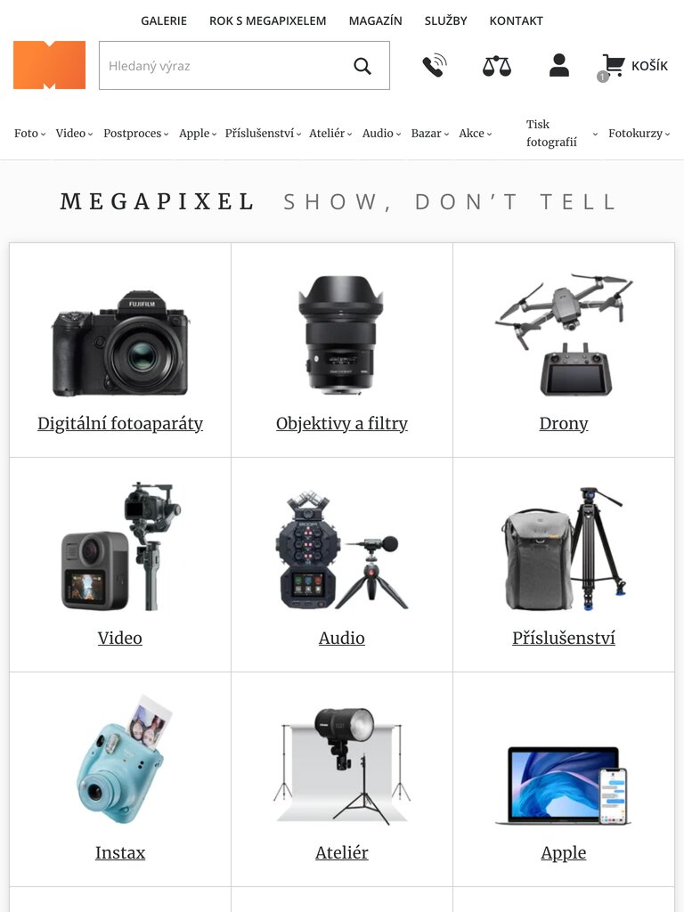 Náhled Megapixel na tabletu
