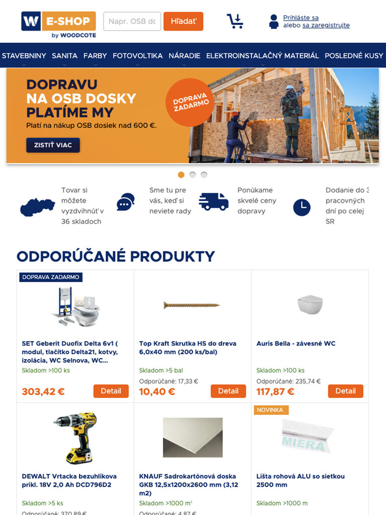 Náhled Woodcote eshop na tabletu